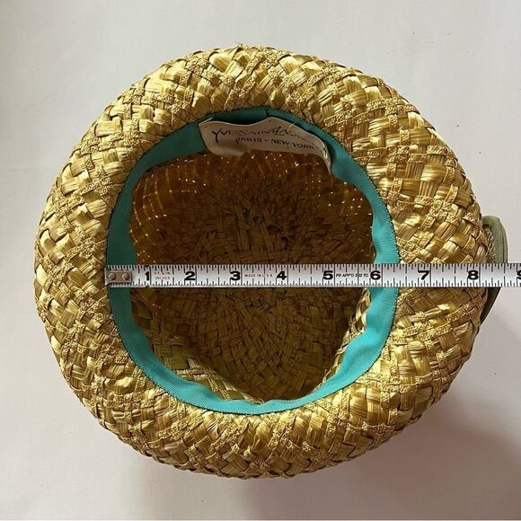 Vintage 60s YSL Yves Saint Laurent Straw Raffia Basket Weave Paris Chic Brim Hat main image 5
